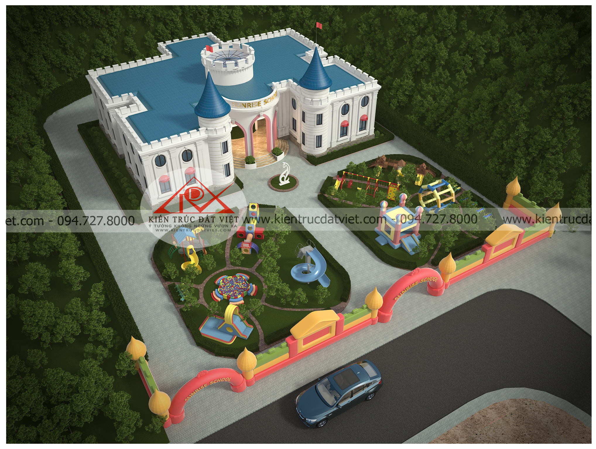thiết kế trường mầm non, nhà trẻ quốc tế sunrise