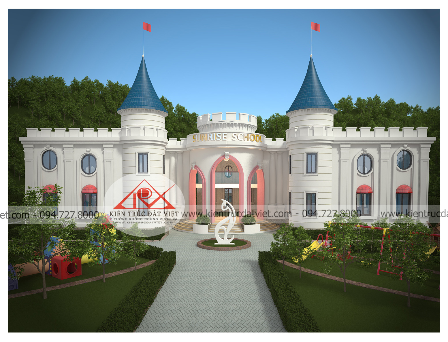 thiết kế trường mầm non, nhà trẻ quốc tế sunrise